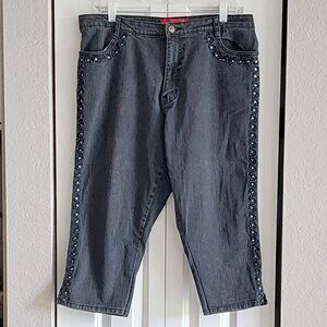Cosmopolitan Jeanswear Black Denim Crop Sequined Women's Jeans Size 18